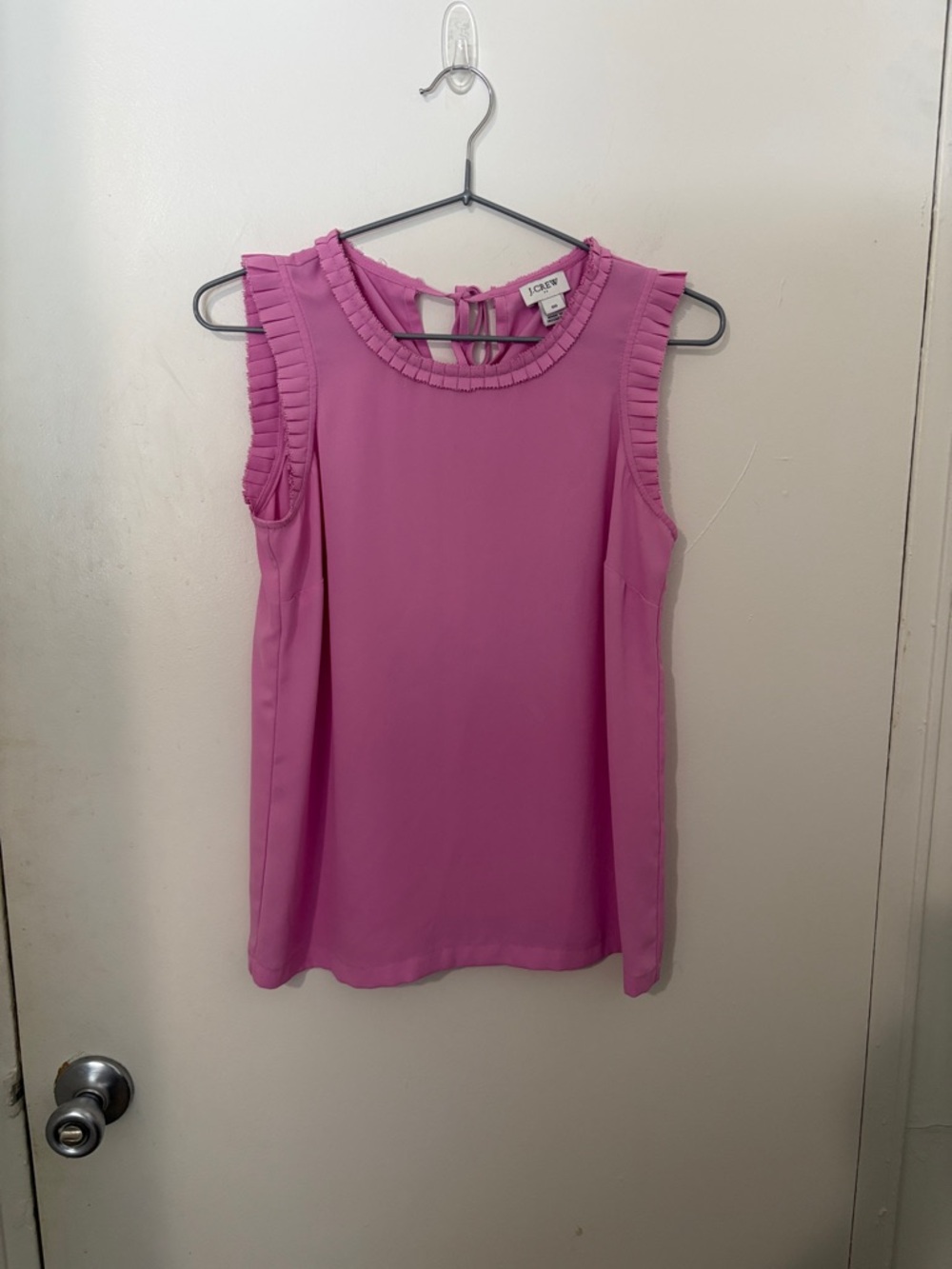 J. Crew Pink Pleated-Trim Sleeveless Shell Top